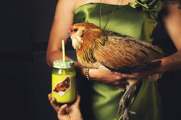 Woman Holding a Chicken